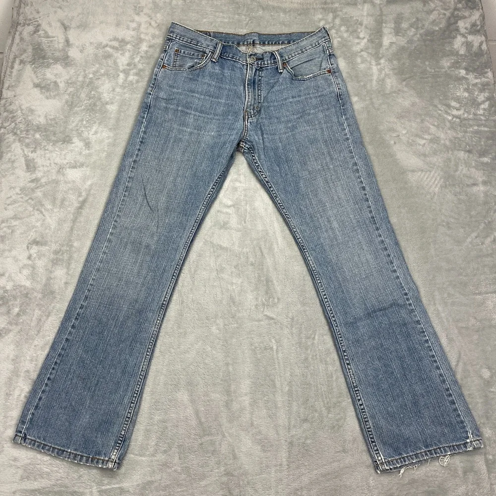 Levi's Jeans Mens 33x32 Blue Denim Medium Wash Comfy 527 Slim Bootcut Leg Grunge
